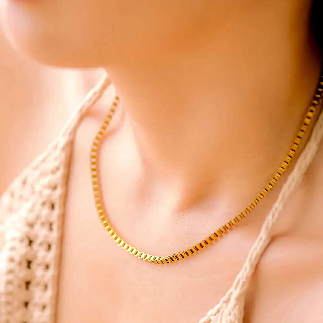 Gold-Tone Slim Box Chain Necklace