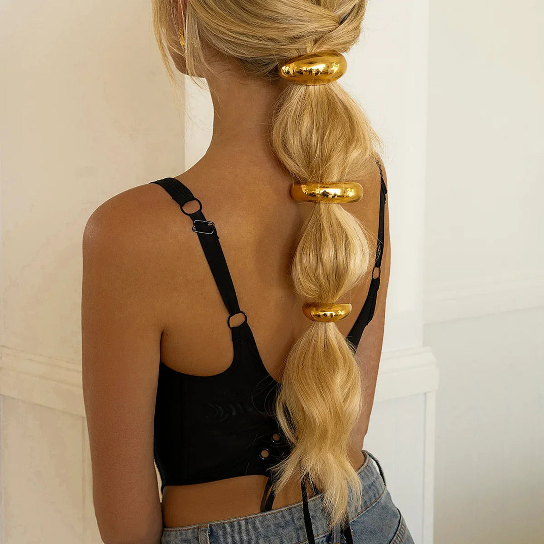 Gold-Plated Dome Hair Cuff for Women