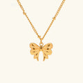 Gold-Tone Bow Pendant Chain Necklace