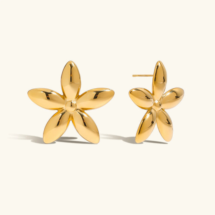 Women's Floral Stud Earrings with Five-Petal Design