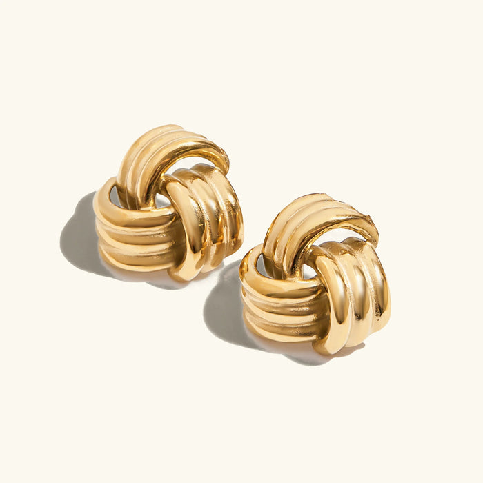 Chunky Knot Stud Earrings Textured Statement Design
