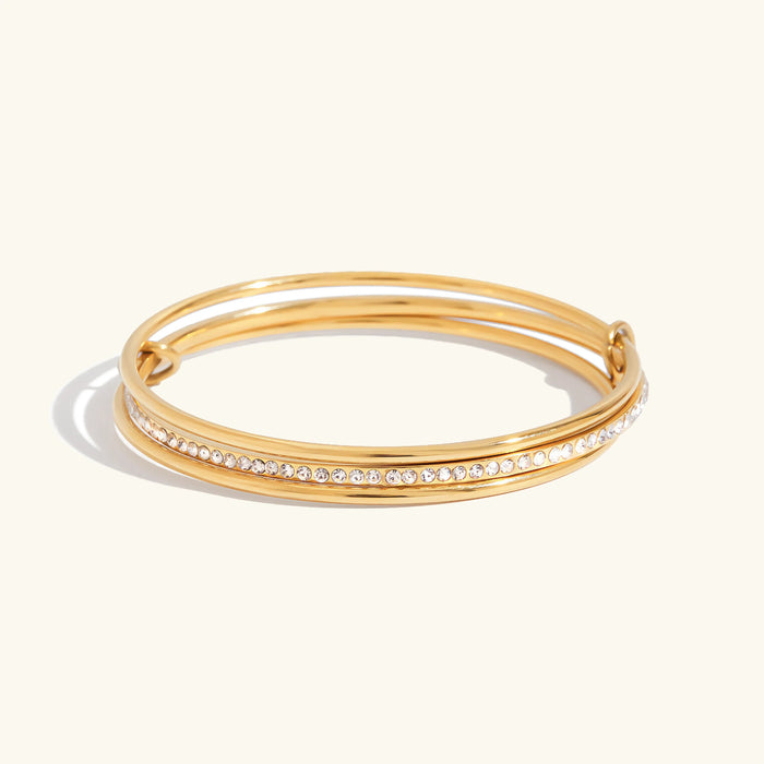 Women's Stacked Bangle Bracelet with Pavé Crystals