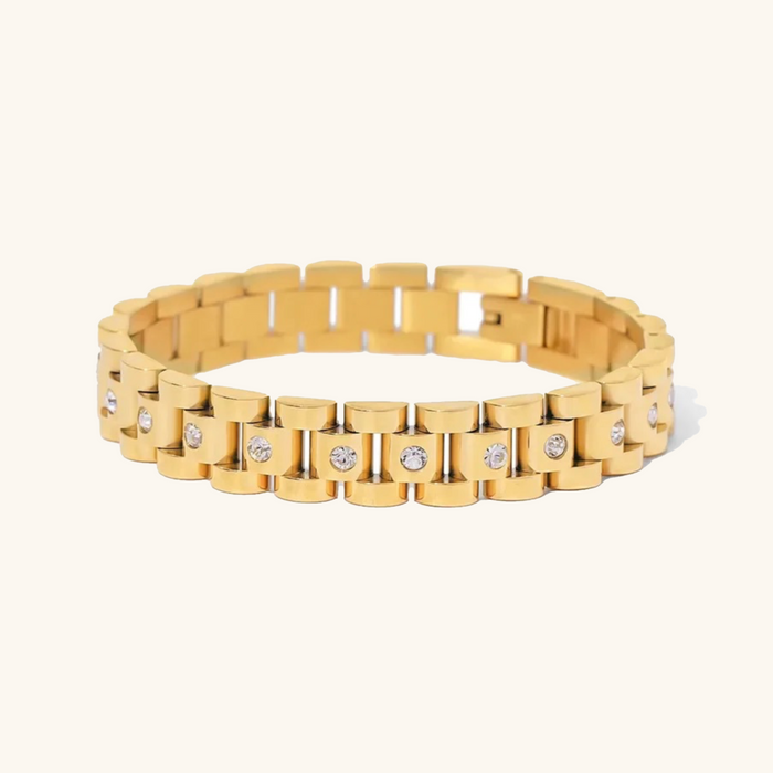 Chain Link Bracelet with Crystal Studs