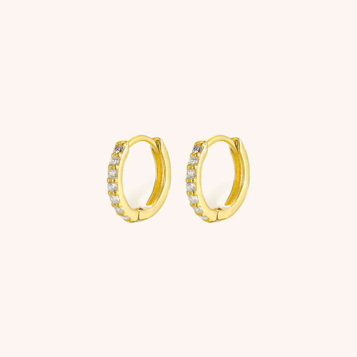 Gold Plated Huggie Hoop Earrings with Pavé Detail