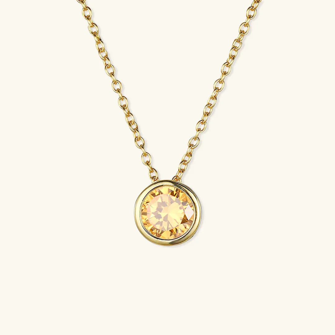 Gold-Plated Crystal Pendant Necklace Jewelry Set