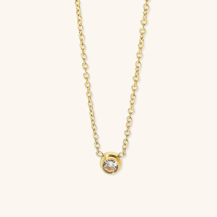 Women's Gold Pendant Necklace with Diamond Simulant