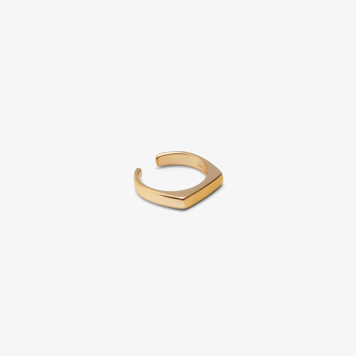 Rectangle Gold Signet Ring Adjustable Open Band