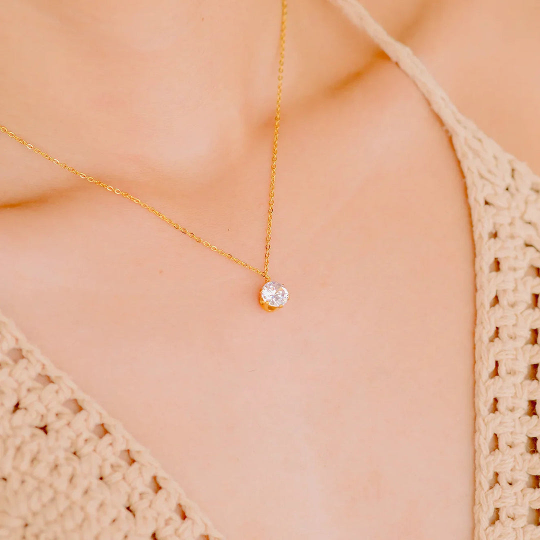 Gold-Plated Cubic Zirconia Pendant Necklace for Women