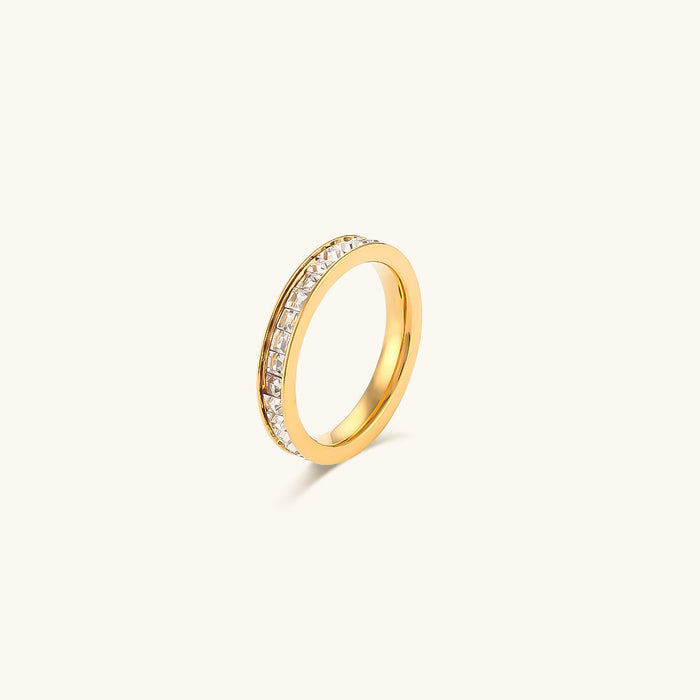 Women's Stackable Band Ring with Crystal Detail