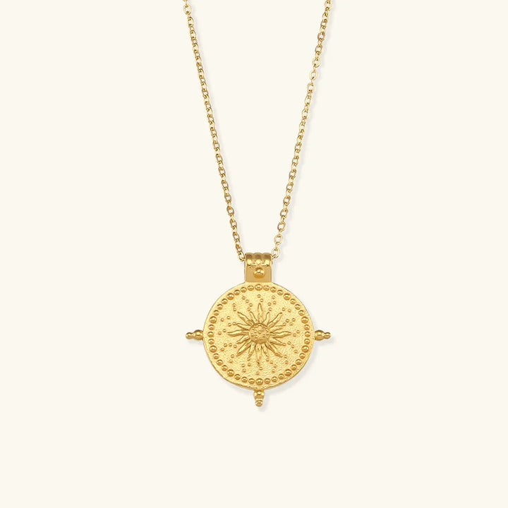 Gold-Plated Sun Pendant Necklace For Women