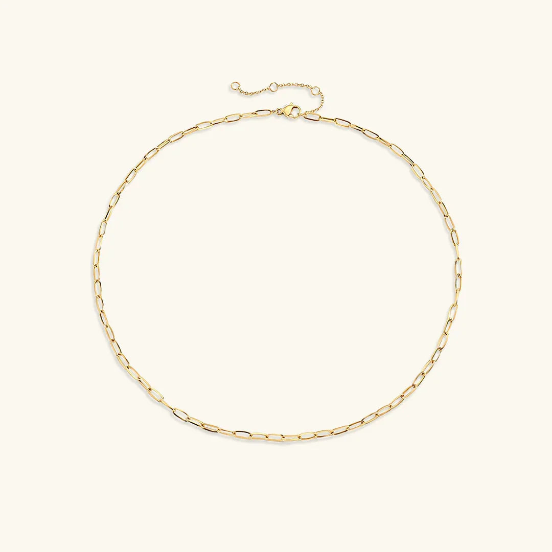 Gold-Plated Paperclip Chain Necklace for Women