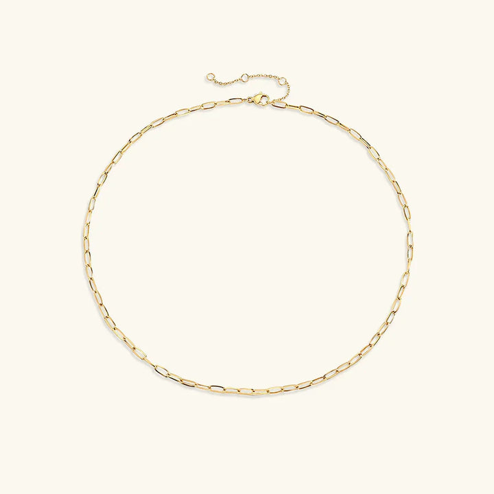 Gold-Plated Paperclip Chain Necklace for Women