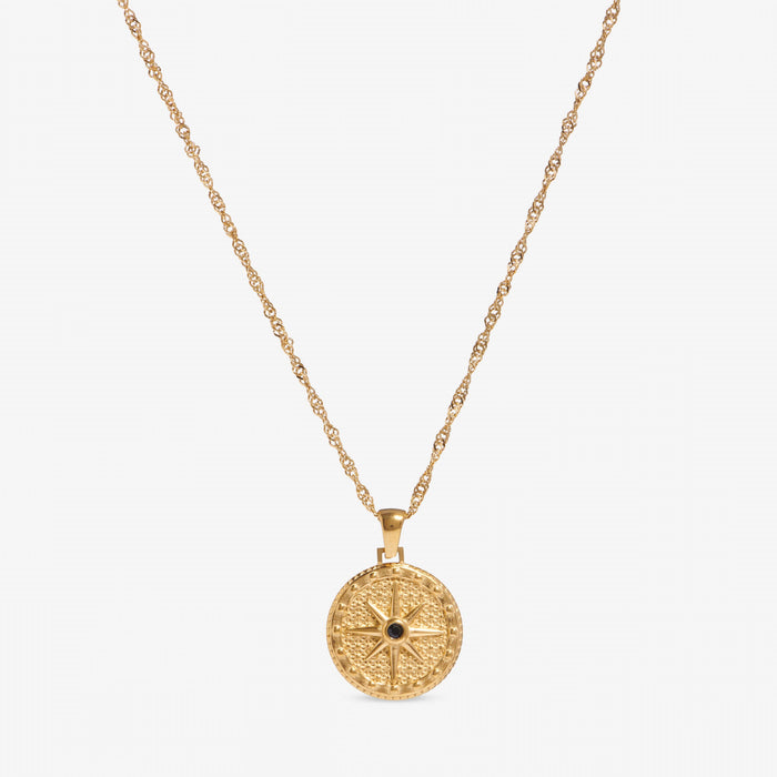 Women's Medallion Pendant Necklace with Rope Chain