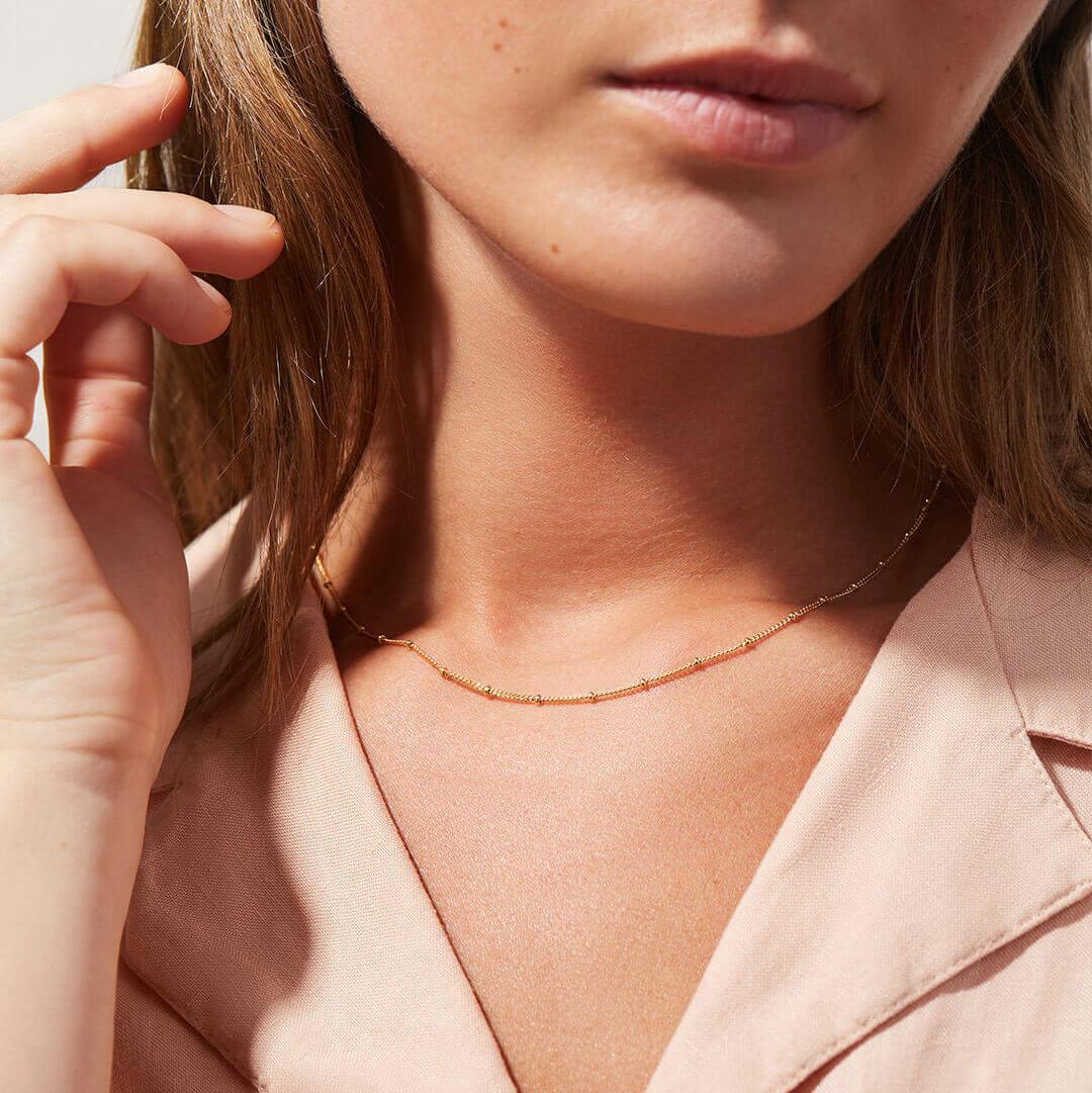 Gold-Tone Station Chain Necklace for Women