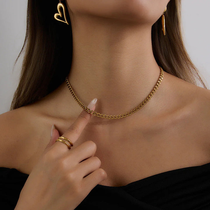 Gold Plated Stainless Steel Cuban Chain Necklace