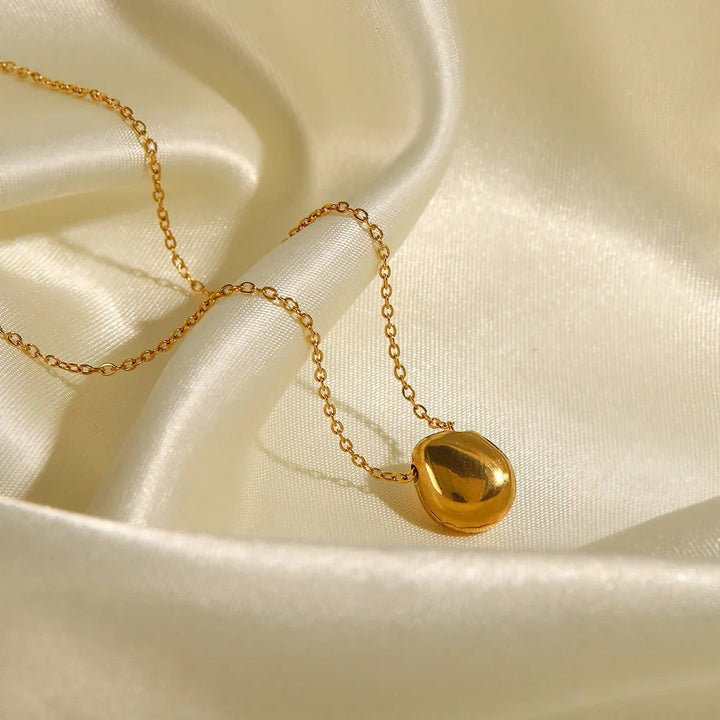 Gold-Tone Faux Pearl Oval Pendant Necklace