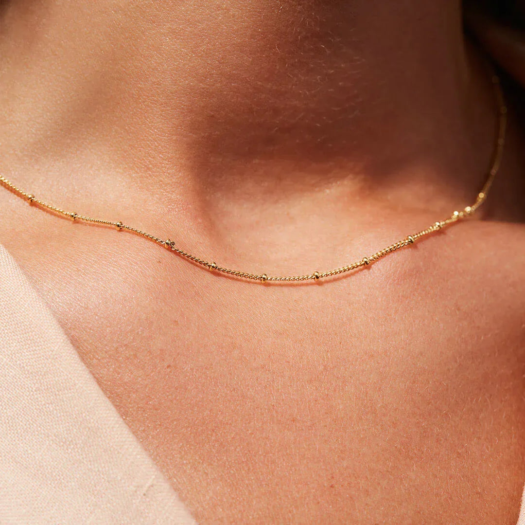 Gold-Tone Station Chain Necklace for Women