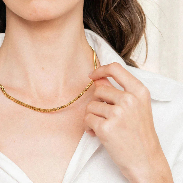 Gold-Plated Cuban Link Chain Necklace for Women
