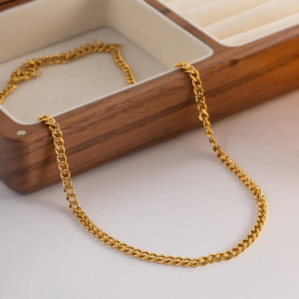 Gold-Tone Curb Link Chain Necklace