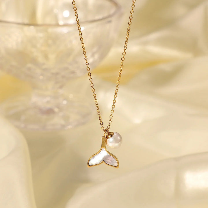 Gold-Plated Faux Pearl Pendant Necklace for Women