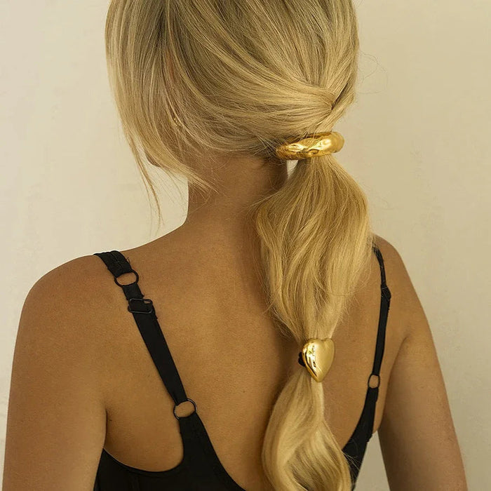Women's Heart Hair Clip in Gold-Tone Stainless Steel