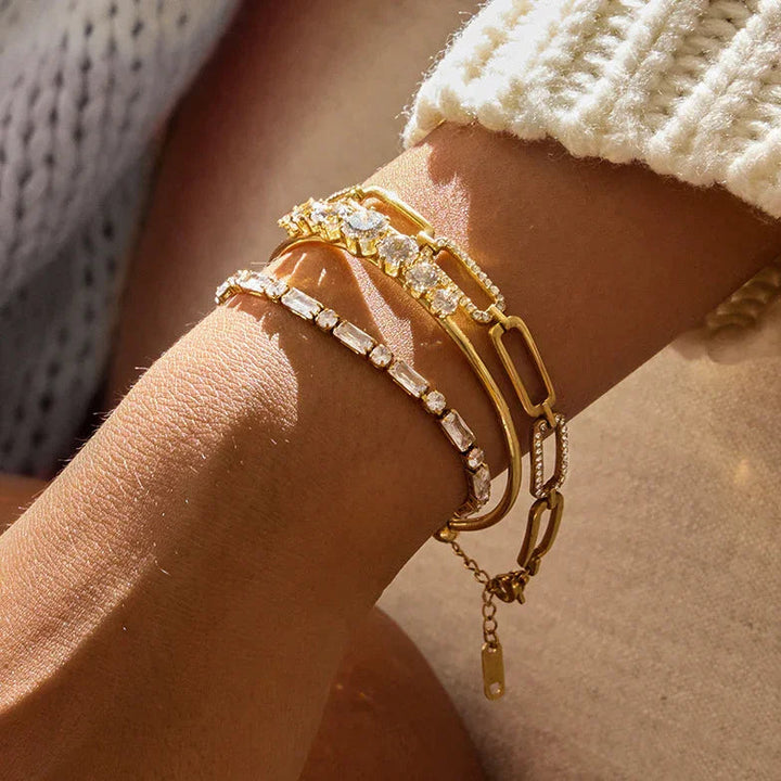 Gold-Plated CZ Chain Bracelet for Women