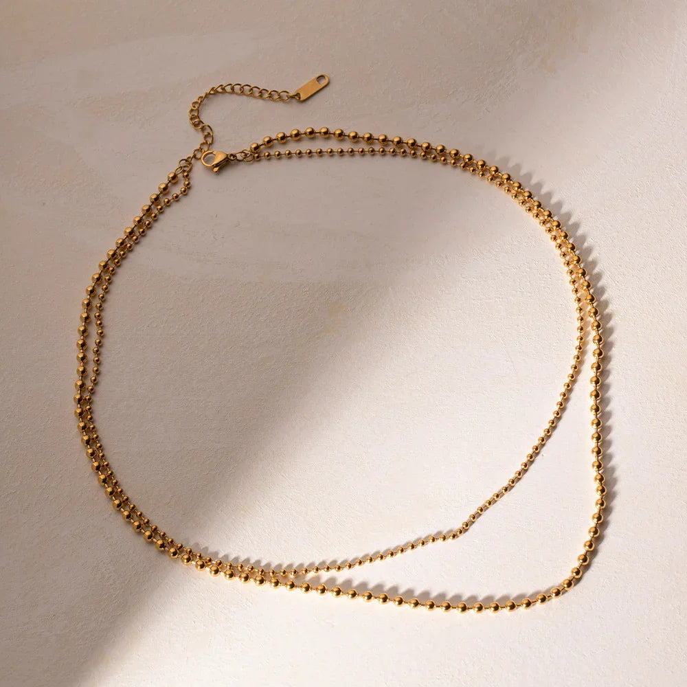 Gold-Tone Beaded Chain Necklace Set
