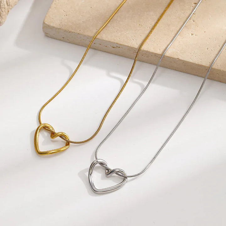 Gold-Tone Knot Heart Pendant Necklace