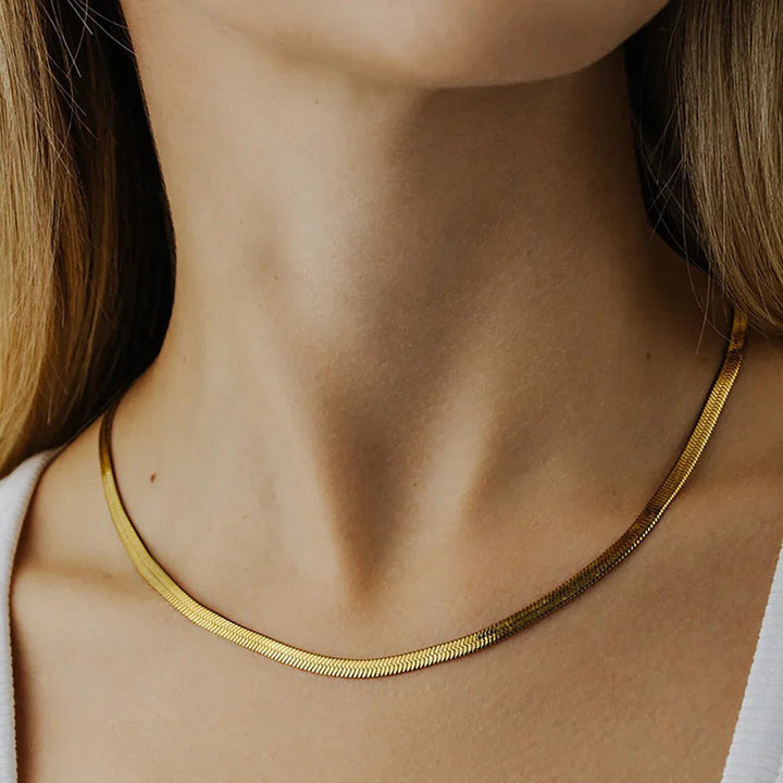 Gold-Plated Herringbone Jewelry 2-Piece Set