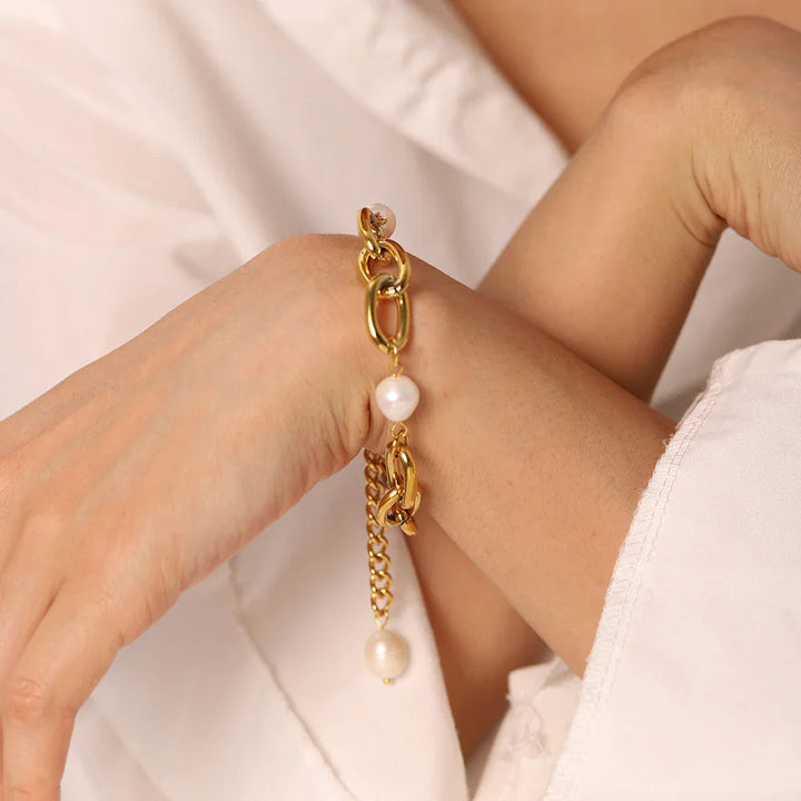 Gold-Plated Chunky Freshwater Pearl Bracelet