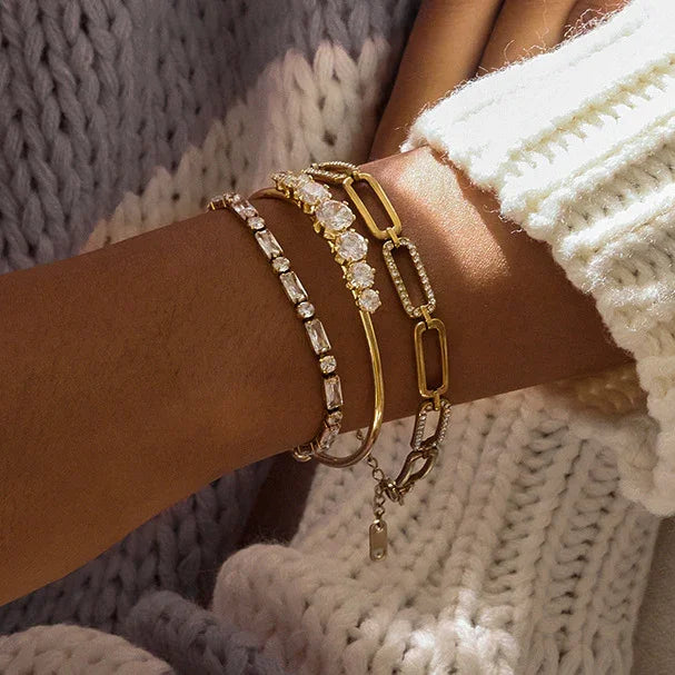 Gold-Plated CZ Bangle for Women