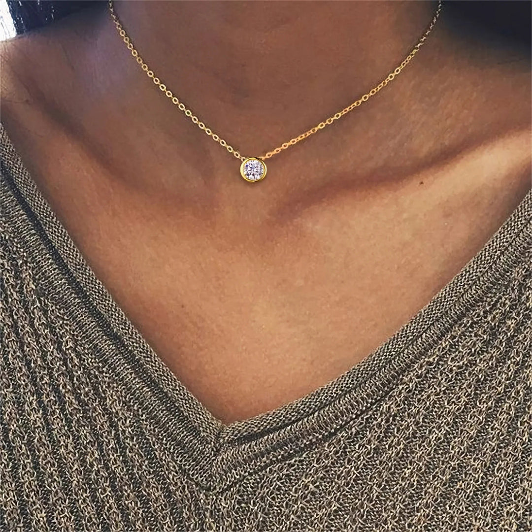 Gold-Plated Crystal Pendant Necklace for Women