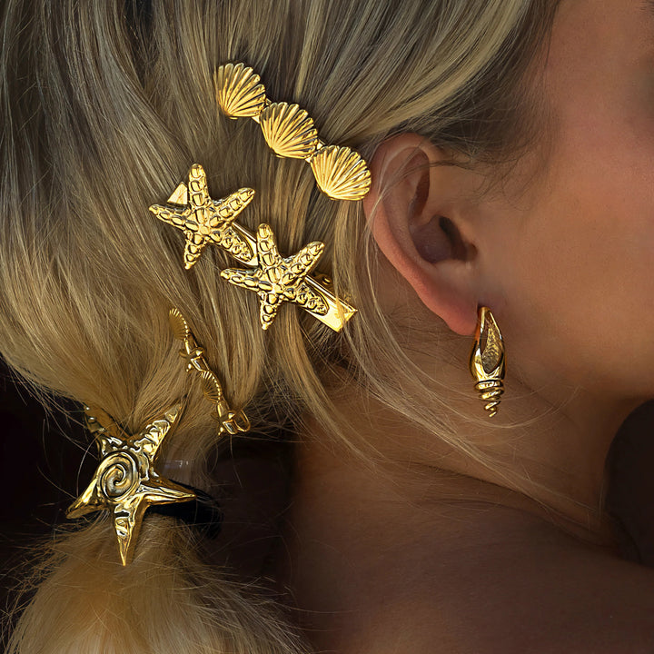 Gold-Plated Serenity Seashell Hair Clip