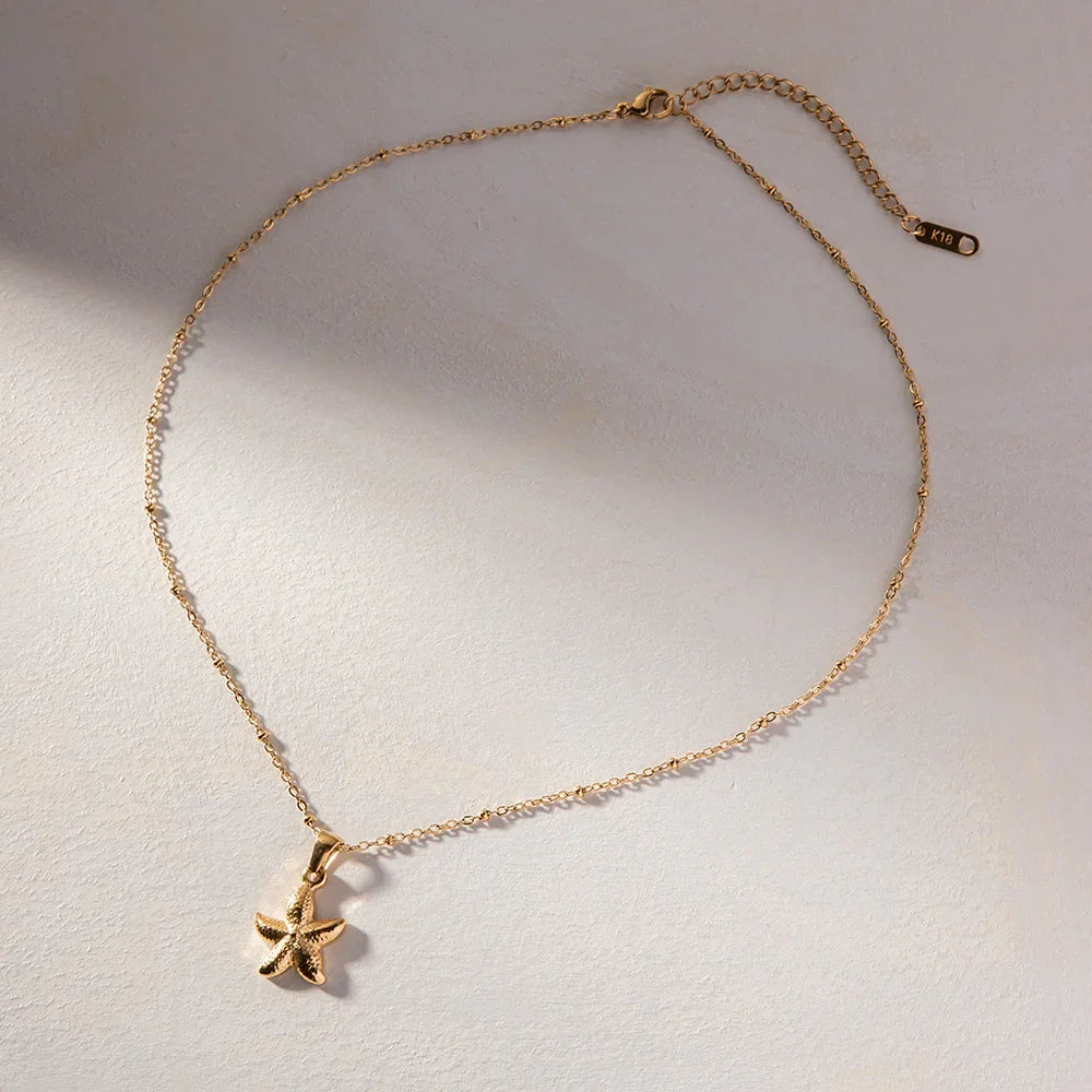 Gold-Plated Starfish Pendant Necklace for Women