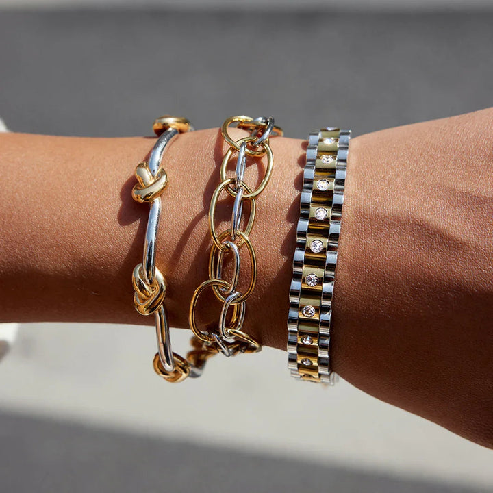 Gold Plated Two-Tone Multi Link Bracelet