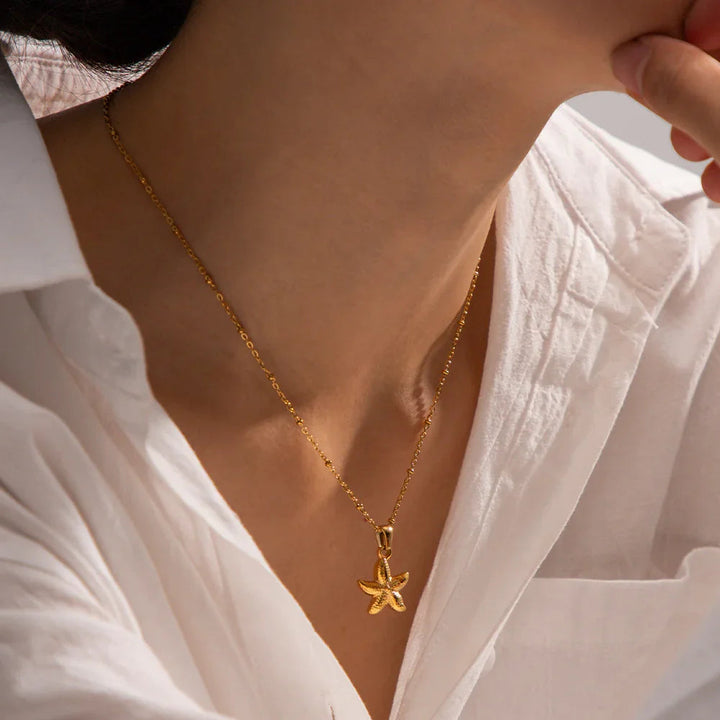 Gold-Plated Starfish Pendant Necklace for Women