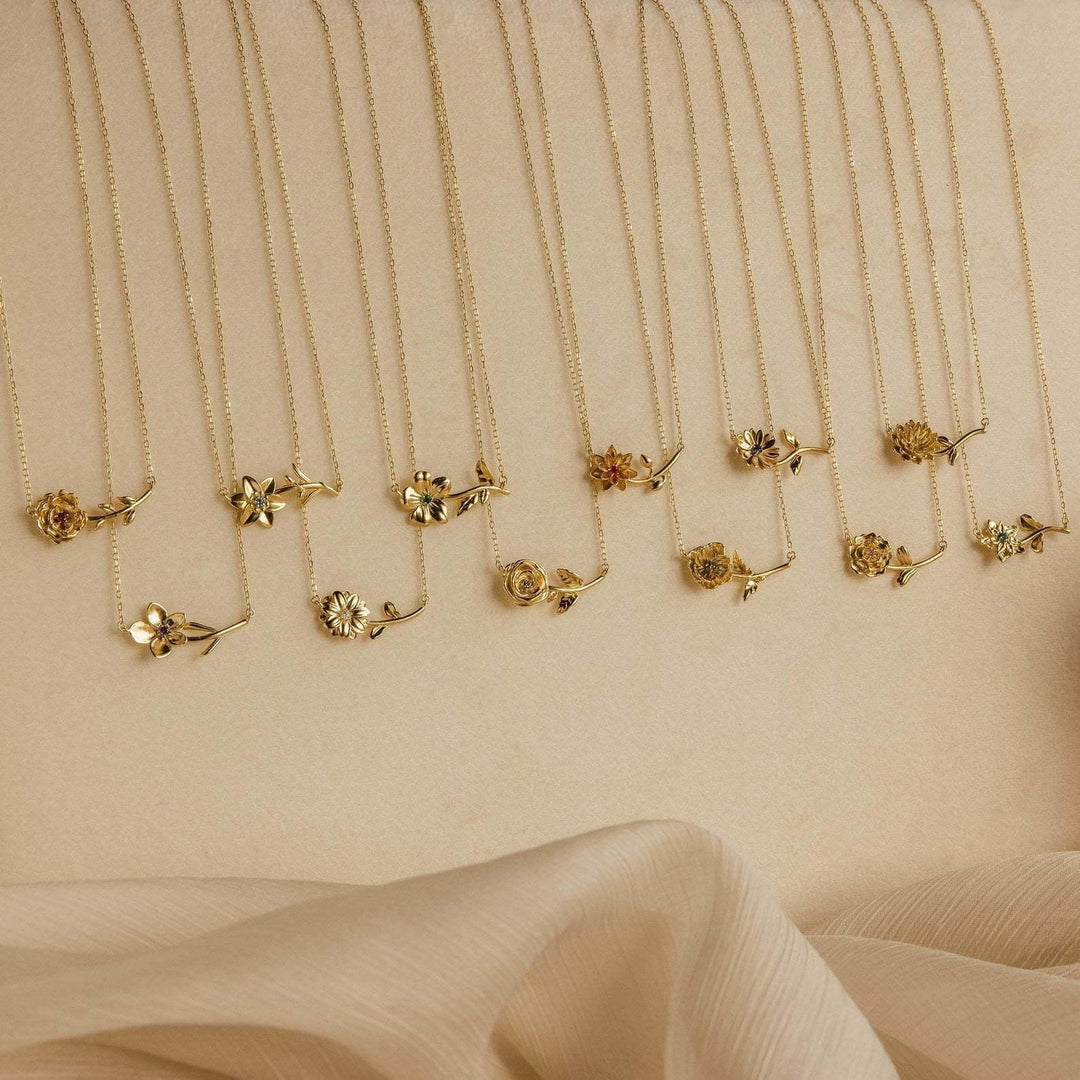 Gold-Tone Crystal Flower Necklace Jewelry Set
