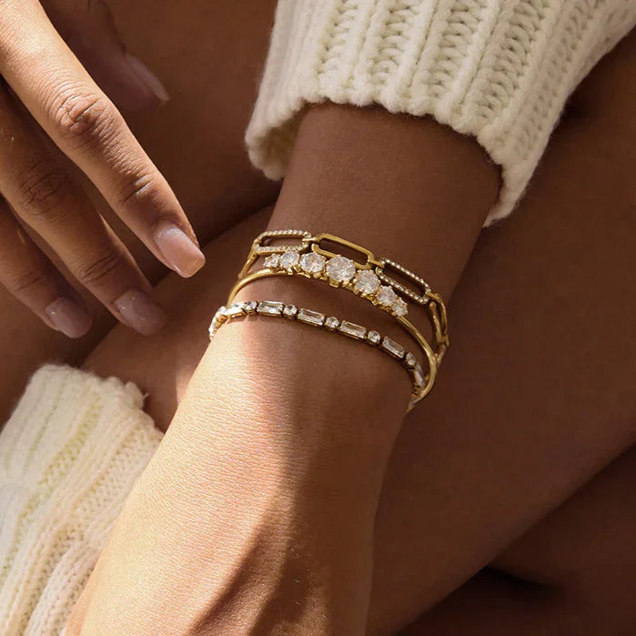 Gold-Plated CZ Essential Bracelet for Women