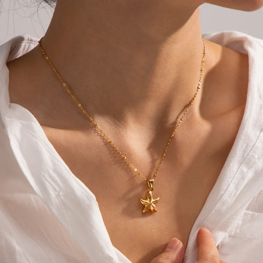 Gold-Tone Starfish Pendant Necklace