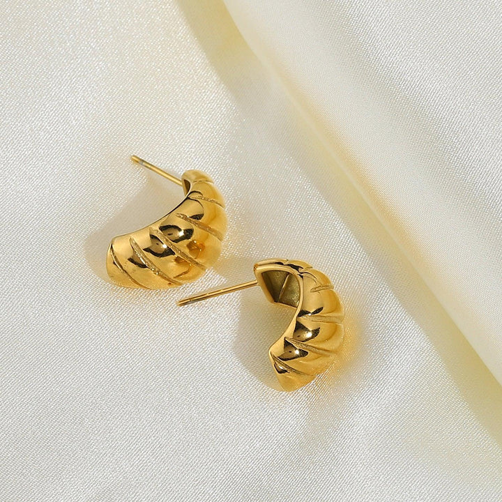 Gold-Plated Textured Huggie Hoop Earrings for Women