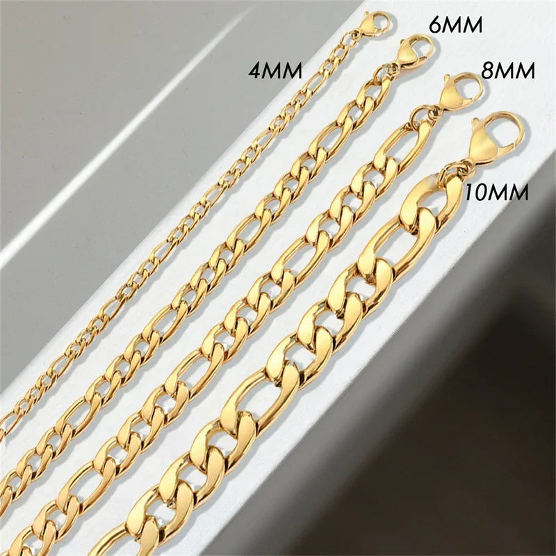 Gold-Plated Figaro Chain Bracelet for Women