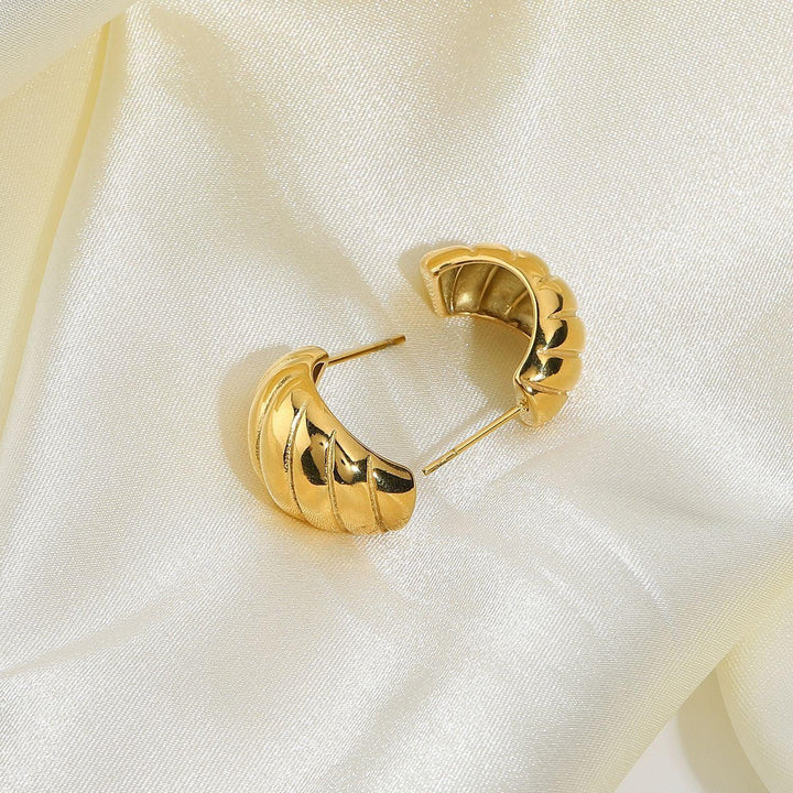 Gold-Plated Textured Huggie Hoop Earrings for Women