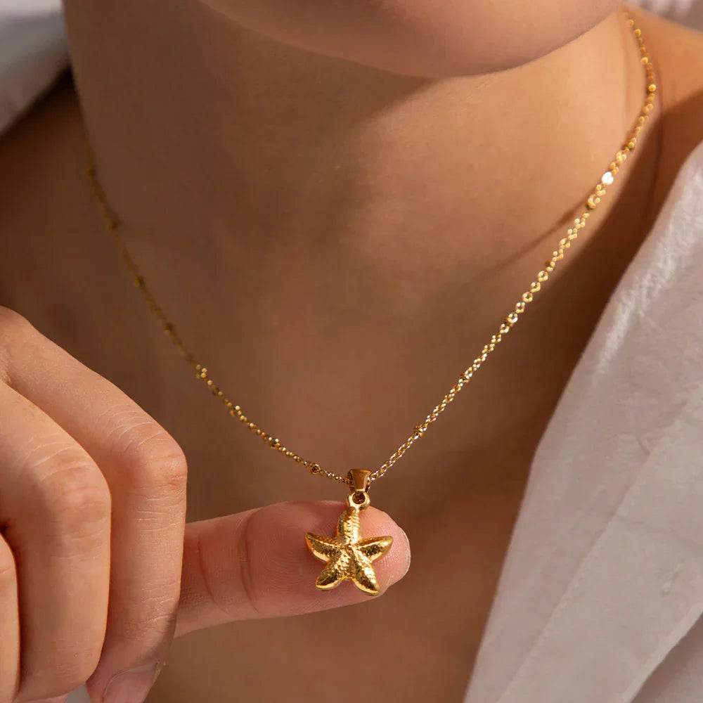 Gold-Tone Starfish Pendant Necklace