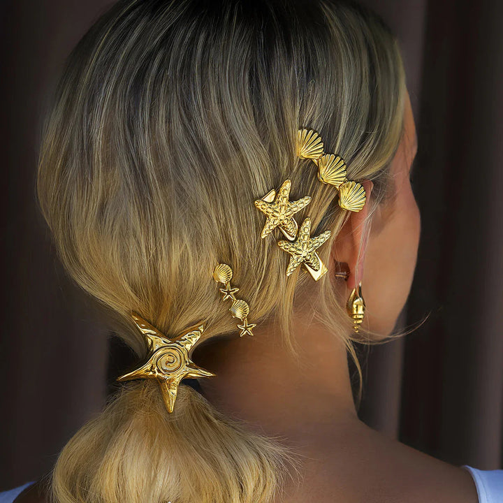 Gold-Plated Serenity Seashell Hair Clip