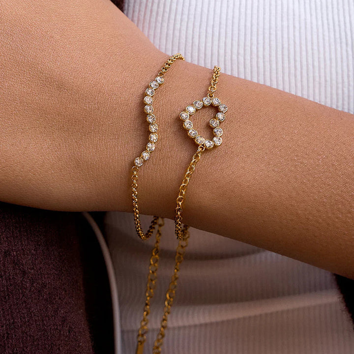 Dainty Gold-Plated Cubic Zirconia Chain Bracelet Women