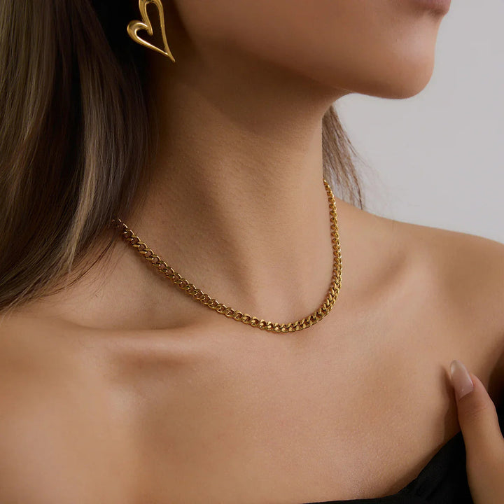 Gold Plated Stainless Steel Cuban Chain Necklace