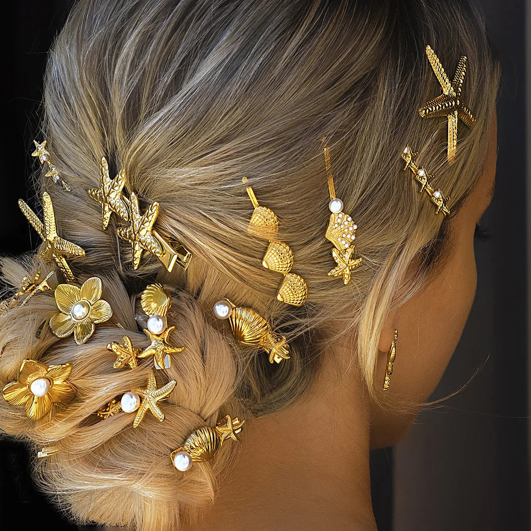 Gold-Plated Serenity Seashell Hair Clip
