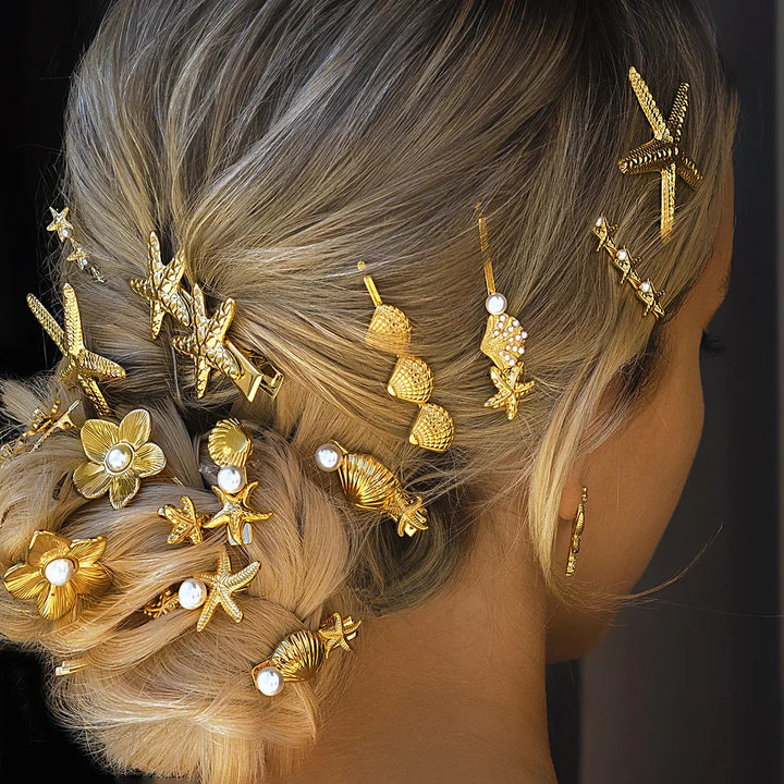 Gold-Plated Serenity Seashell Hair Clip