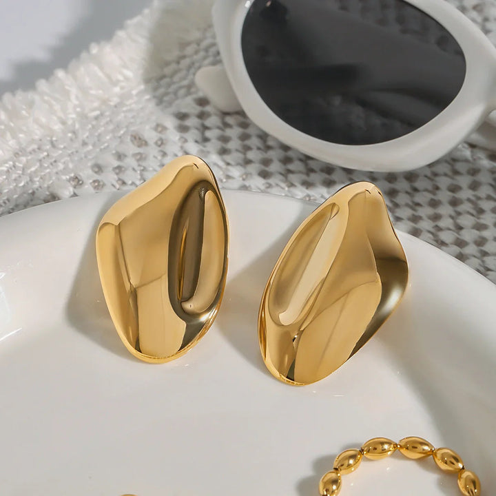 Gold-Plated Sculptural Earrings for Women