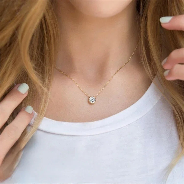 Gold-Plated Crystal Pendant Necklace for Women